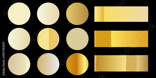 Gradient gold shapes ovals and rectangles in varying tones