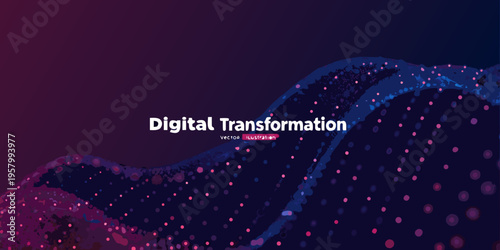 Abstract digital transformation background with flowing particles and data streams