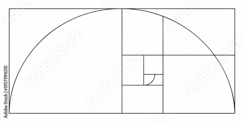 Golden ratio illustration a spiral within a series of nested squares