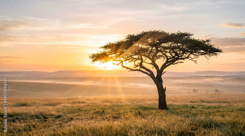 Fototapeta premium tree at sunset