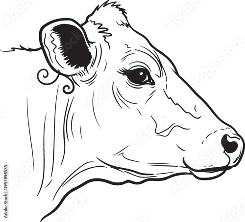 Front View Holstein Dairy Cow Head Vector Illustration
