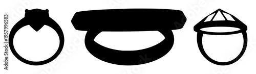 Ring set with elegant diamond silhouette design featuring jewelry, gemstone, black and white illustration with elegance and sparkle