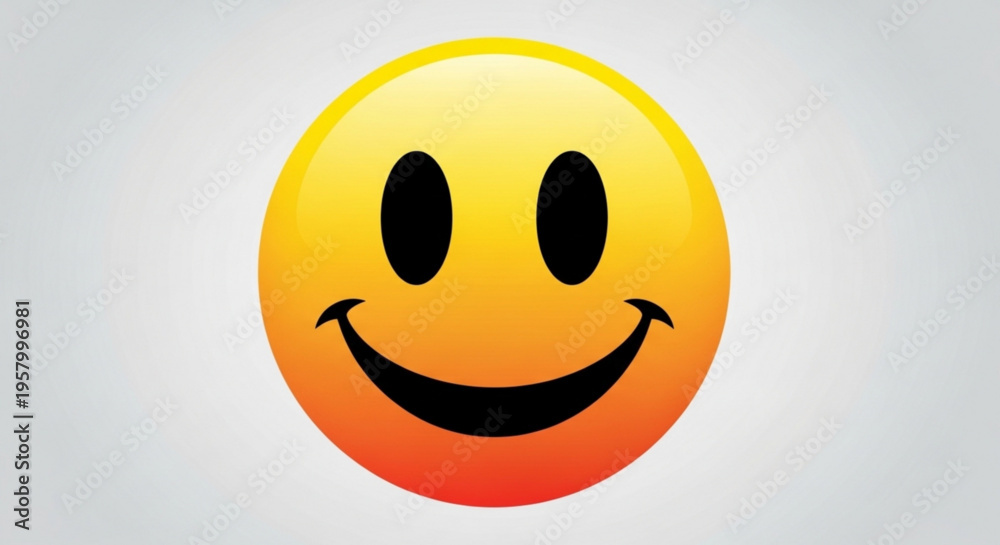 Fototapeta premium Smiling gradient emoji face with yellow orange and red color transition on a light gray background