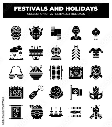 Collection of 25 Unique Festivals and Holidays. Global Traditions and Celebrations