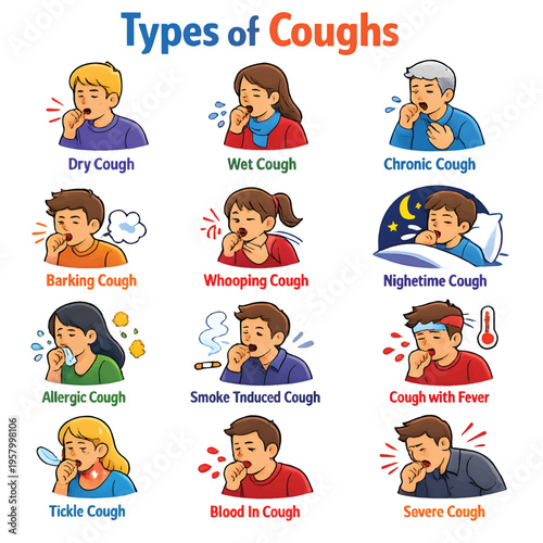 Types of Cough Infographic – Dry, Wet, Chronic and Whooping Cough Explained