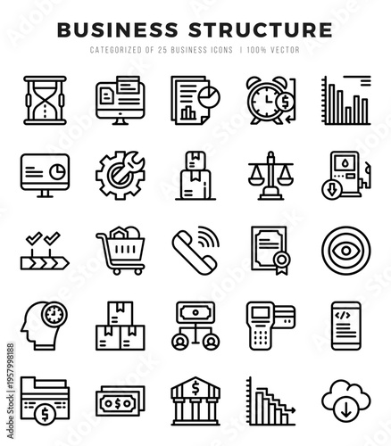 Business Structure. Lineal icons Pack. vector illustration.