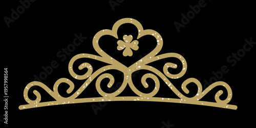 A sparkling golden tiara with intricate curves and floral details