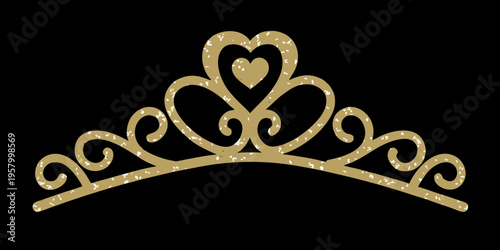 Elegant golden tiara illustration on a solid black background