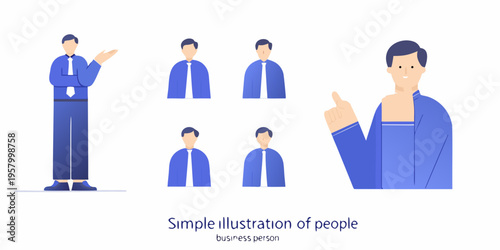 Stylized illustration of six business people in a minimalist design