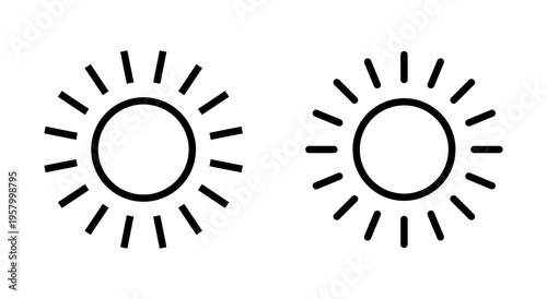 Sun icon symbol for apps and websites. Brightness sign and symbol