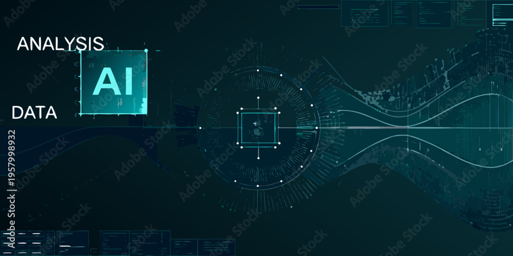 Obraz premium Abstract digital background displaying ai data and network visualizations