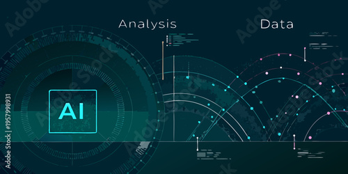 Abstract digital background with ai data analysis and futuristic elements