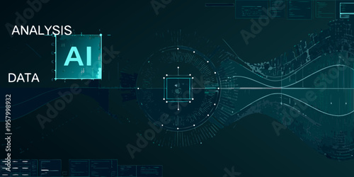Abstract digital background displaying ai data and network visualizations