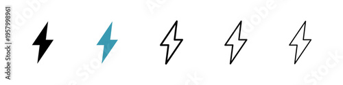 Lightning icons collection in black and blue colors