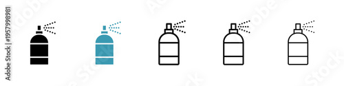 Liquid soap bottle icons collection in black and blue colors