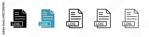 Log file icons collection in black and blue colors