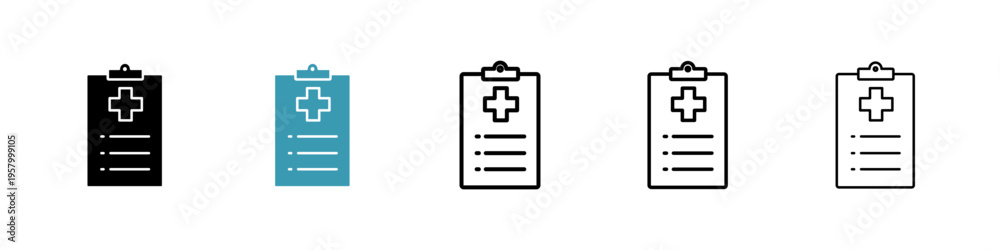 Fototapeta premium Medical report icons collection in black and blue colors