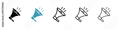 Megaphone icons collection in black and blue colors