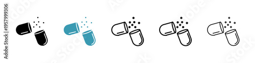 Open Capsule icons collection in black and blue colors