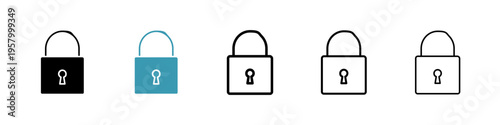 Padlock icons collection in black and blue colors
