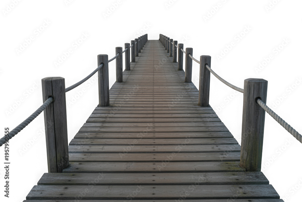 Obraz premium realistic old wooden pier isolated on transparent background