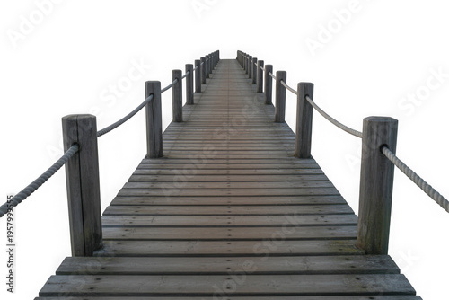 realistic old wooden pier isolated on transparent background