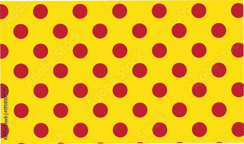 Yellow background with maroon polka dot pattern for circus theme party decor and playful nursery designs creating fun atmosphere for children books and garment textiles