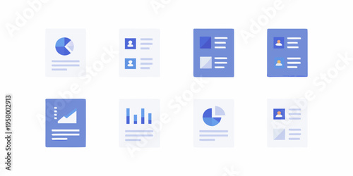 Collection of mobile app interface designs featuring data visualizations