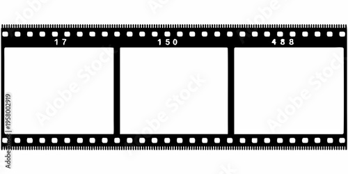 A strip of 35mm photographic film with numbered frame indicators