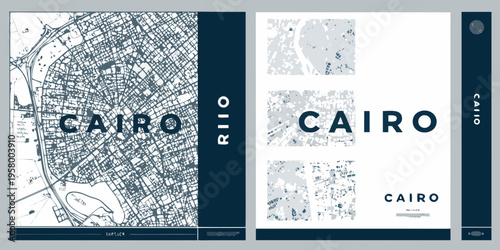 Stylized map of cairo egypt with repeating city name design