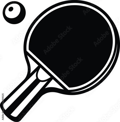 Simple line drawing of table tennis paddle and ball ready for game