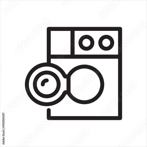 Outline Icon Automatic Washing Machine for Washing Cloth Washer Open Front Loading Wash Machine Line Sign Laundry Electric Appliances Laundromat Appliance Vector Isolated Pictogram on White Background