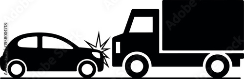 Car accident involving a small vehicle and a large truck