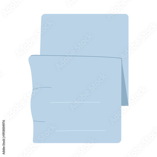 Light blue folded gym towel for sports activities and hygiene, flat vector illustration