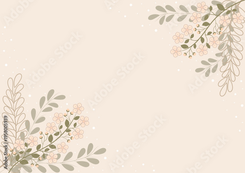 Autumn Brown Background Decorated With Green And Brown Leaf Pattern Ornaments
