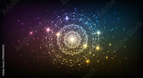 Vibrant glowing spiral galaxy with stars and stardust in space cosmic background with bright lights and colorful nebula