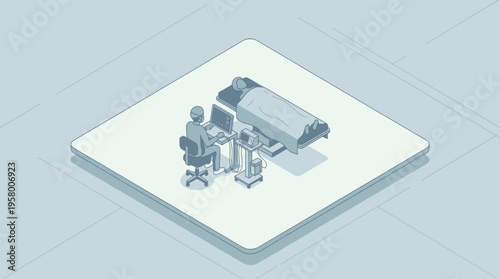 A doctor sitting next to a hospital bed with a patient