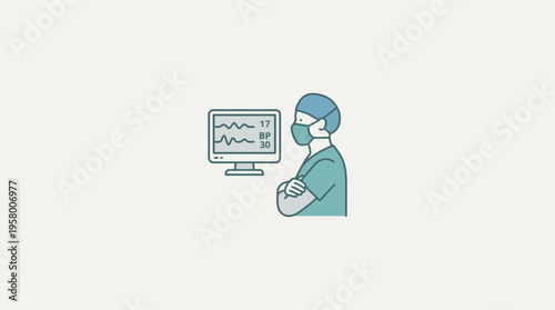 Healthcare professional analyzing patient vital signs on a monitor