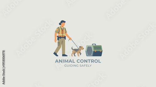 Animal control officer guiding a dog safely