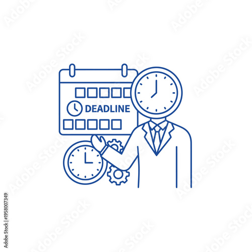 Man with Clock Head and Deadline Calendar.