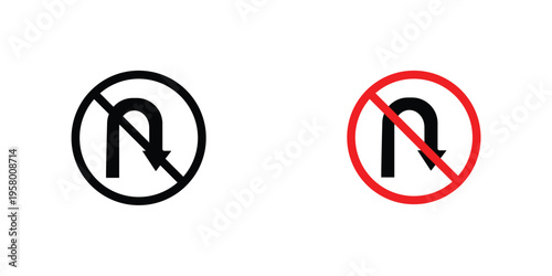 No u turn road signs graphic design vector symbols. Best for Graphics