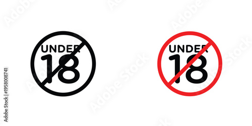 No under eighteen signs graphic design vector symbols. Best for Graphics