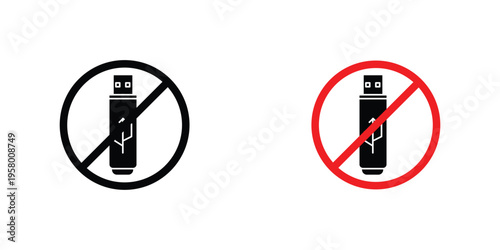 No USB flash drive signs graphic design vector symbols. Best for Graphics