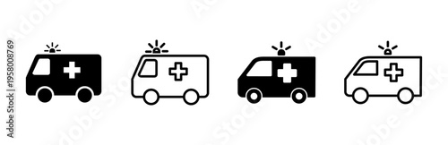 Ambulance icon set. ambulance truck icon vector. ambulance car