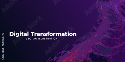 Abstract digital transformation background with vibrant purple and pink hues