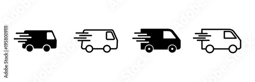 Fast shipping delivery truck icon set. Delivery truck icon. fast delivery icon
