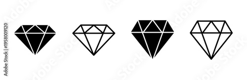 Diamond icon set. diamond gems vector icon.
