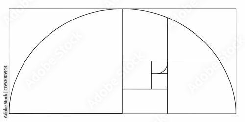 Golden ratio illustration showing a sequence of diminishing squares