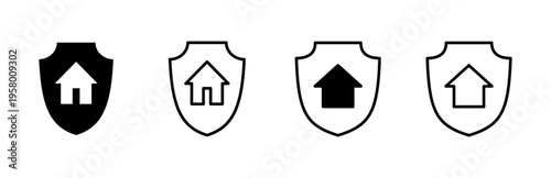 Home insurance icon set. home protection icon