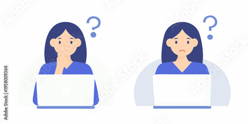 Two women using laptops one confused and one expressing sadness